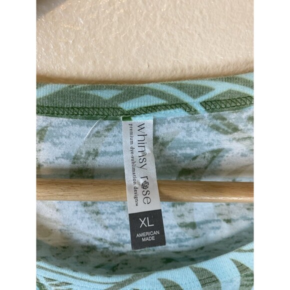 Whimsy Rose XL Top Blouse Blue Sublimation Burnout Sundance Abstract Boho - Picture 4 of 4